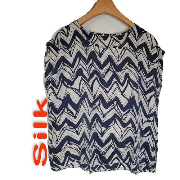 Women's 100% Silk Size XL Short Sleeve Top Shirt SDK374 - Picture 1 of 3